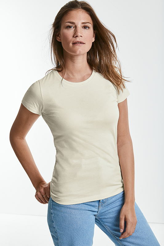 Naisten vaalea orgaaninen kampapuuvilla paita